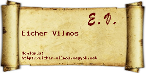 Eicher Vilmos névjegykártya